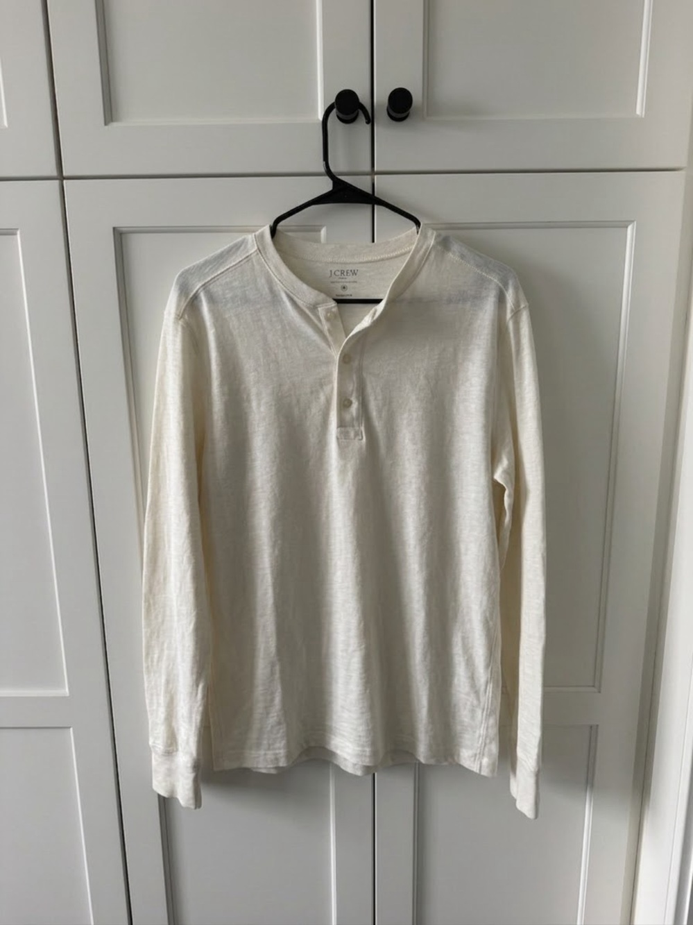 J. Crew Men's Cream Long-Sleeve Henley Top